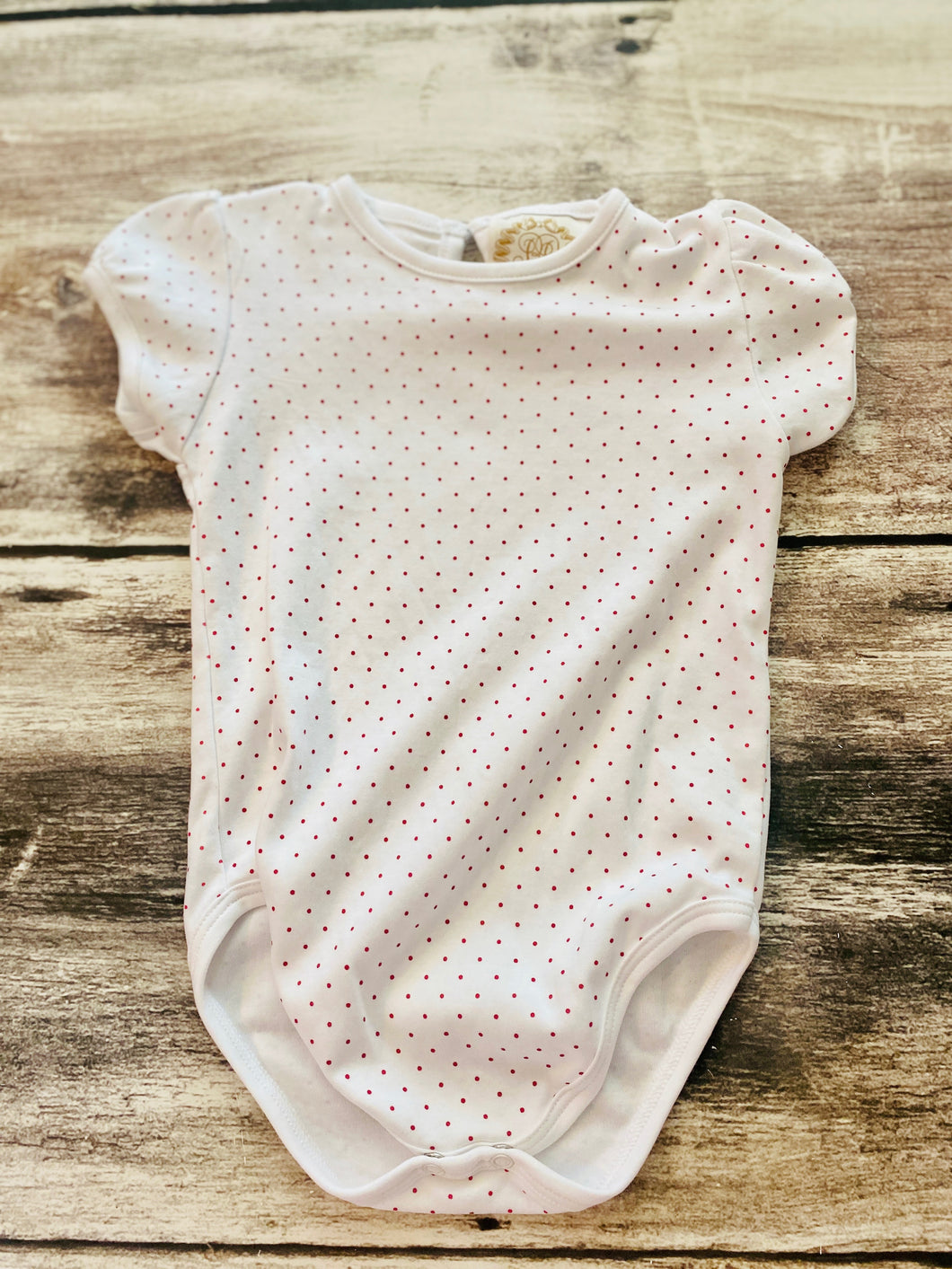 The Beaufort Bonnet Co red microdot onesie